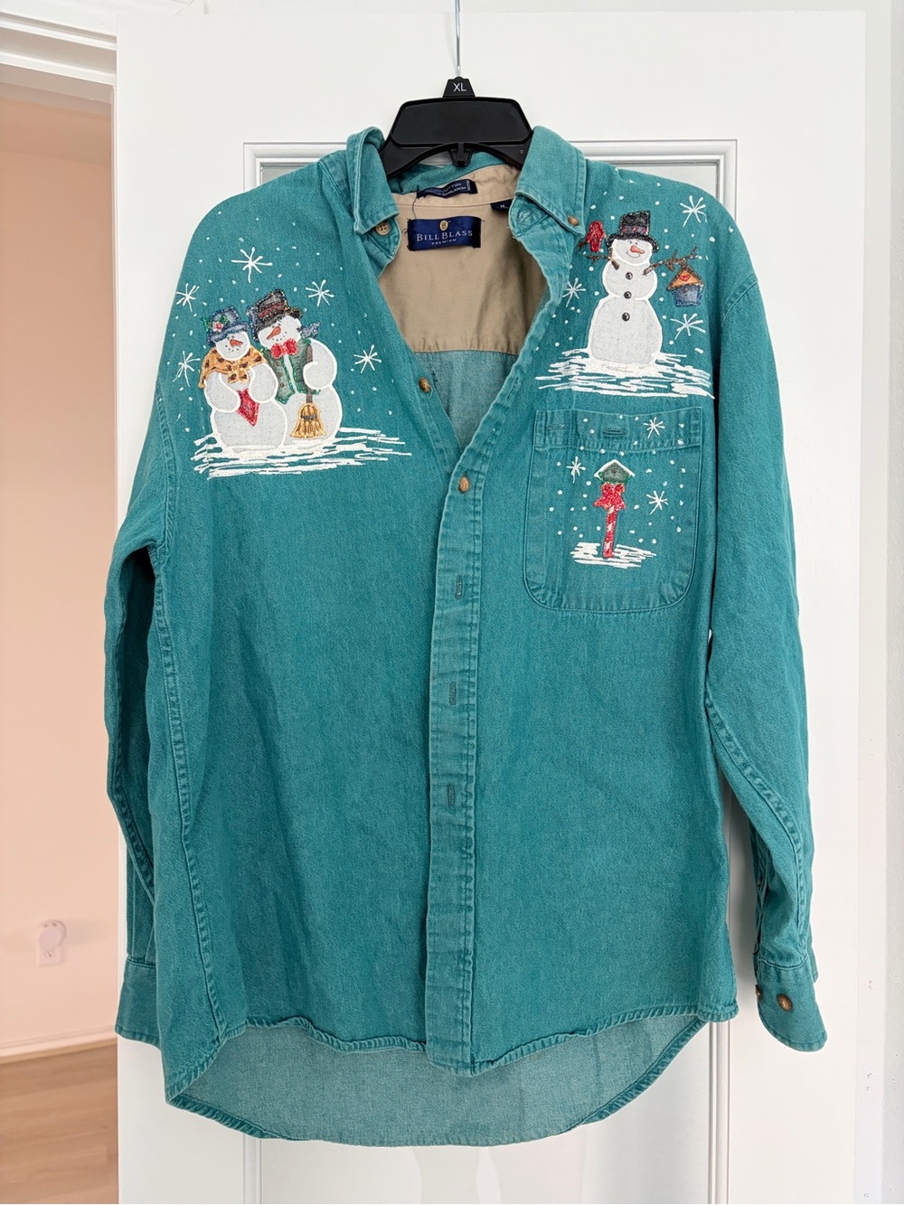 Christmas/Holiday/Winter Denim Button Down